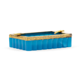 Blue Glass and Brass Ashtray