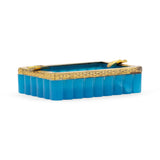 Blue Glass and Brass Ashtray