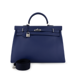 Kelly Voyage 50 — Blue Sapphire Togo Leather