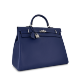 Kelly Voyage 50 — Blue Sapphire Togo Leather